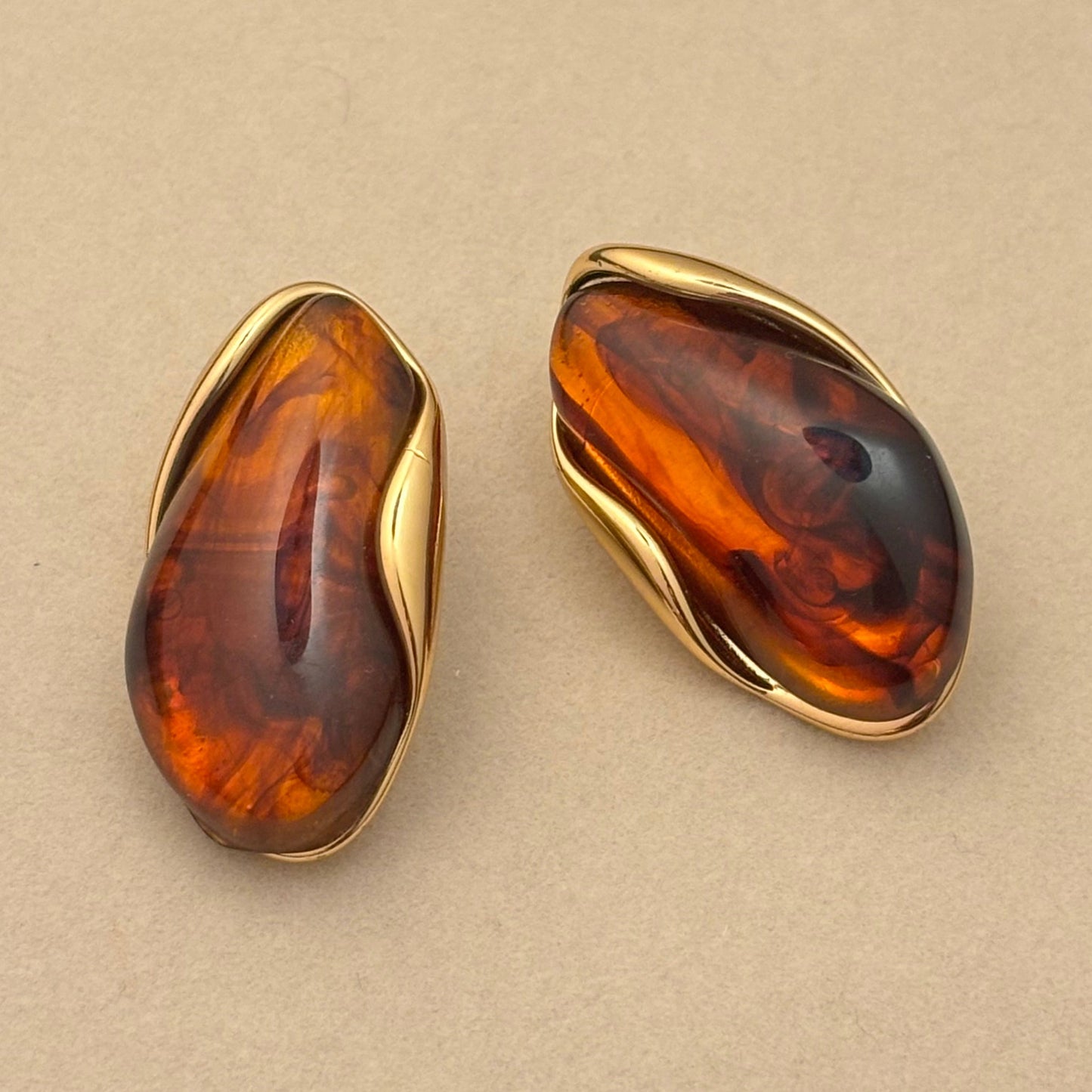 Chocolate Caramel Resin Earrings