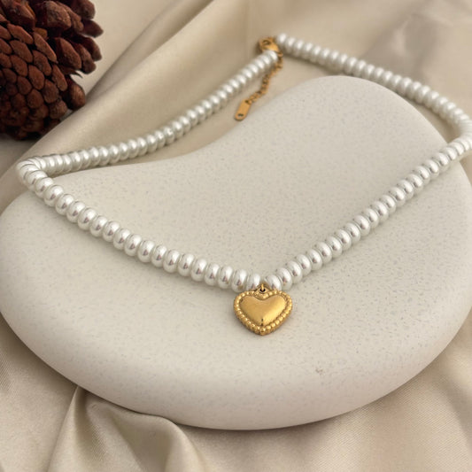 Heart On Pearls Necklace - SRYN