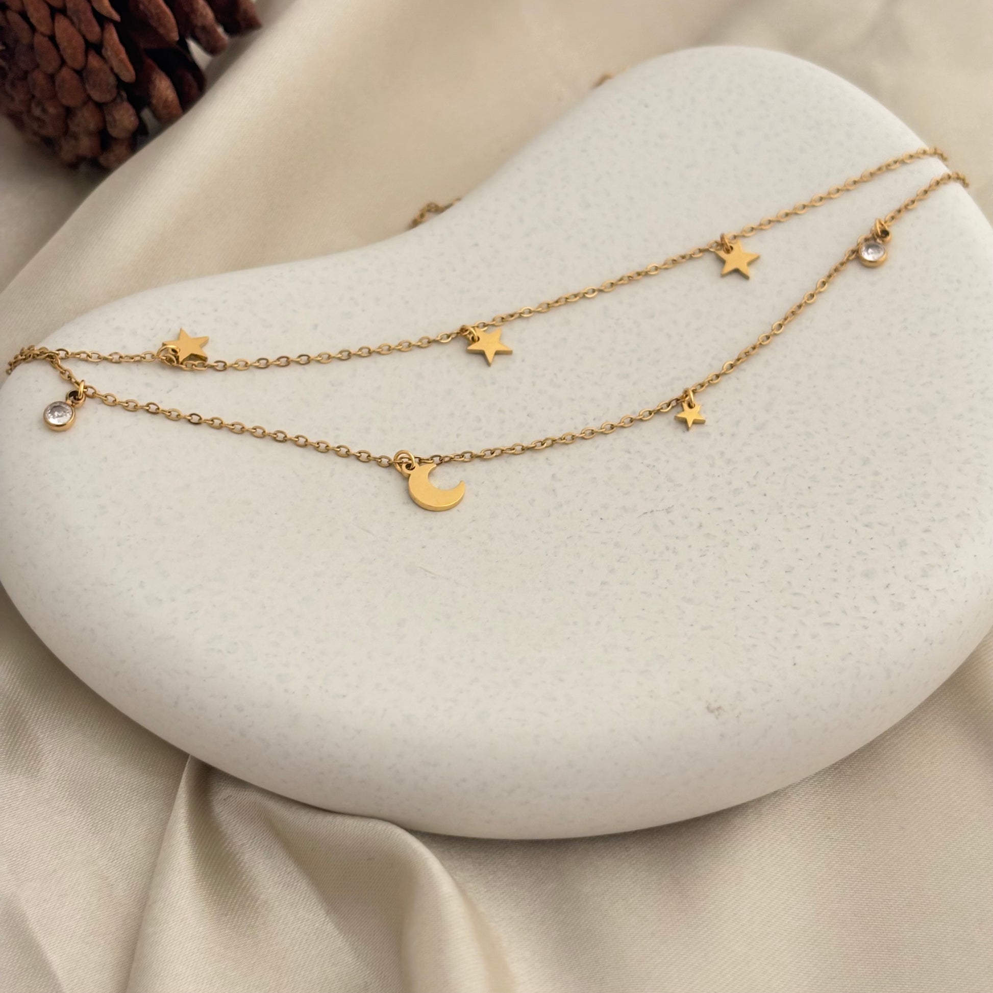 Luna Dot Star Minimal Layered Necklace - SRYN