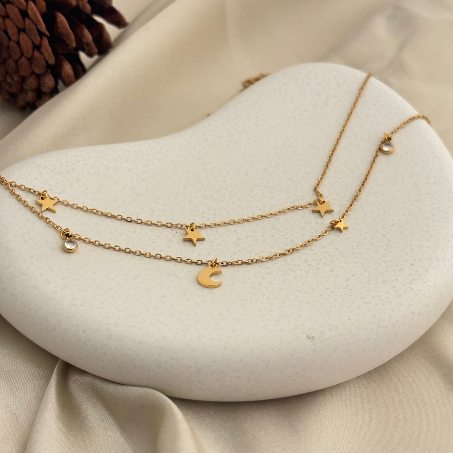 Luna Dot Star Minimal Layered Necklace - SRYN