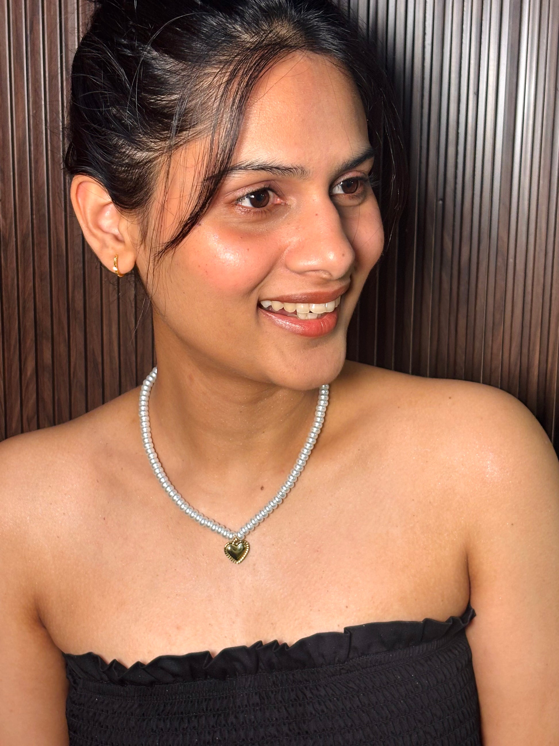 Heart On Pearls Necklace - SRYN