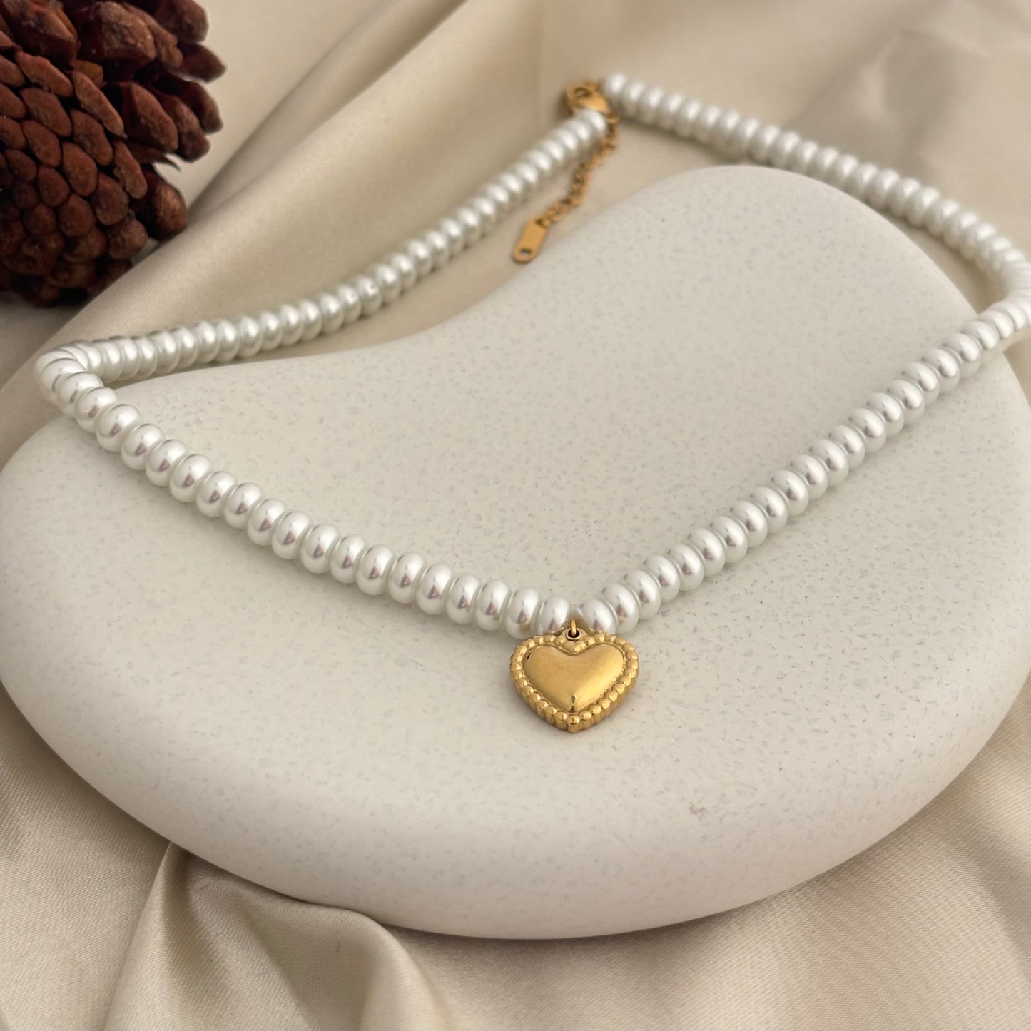 Heart On Pearls Necklace - SRYN