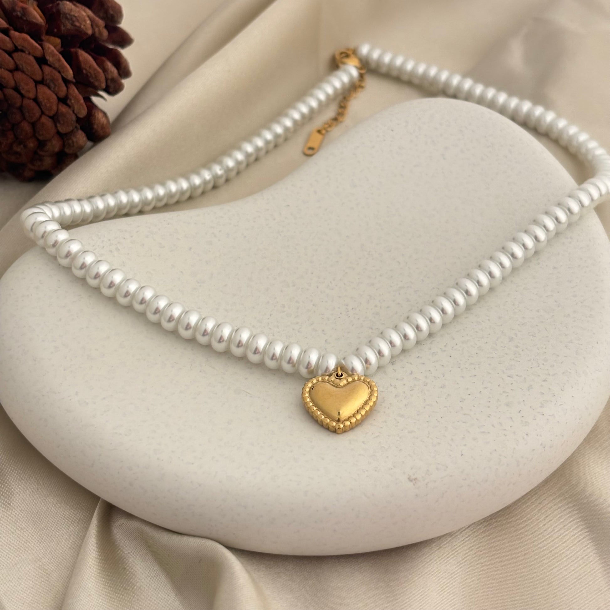 Heart On Pearls Necklace - SRYN