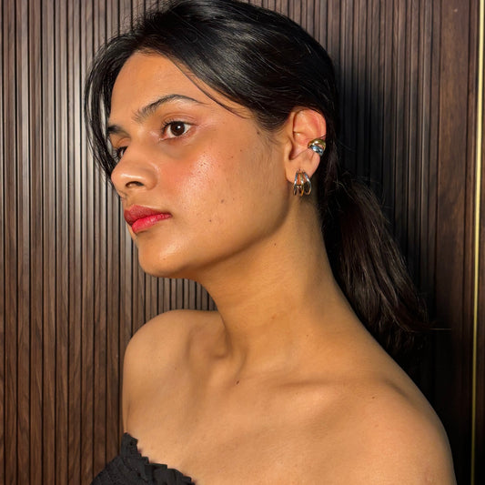 Dual tone hoop earrings, two tone hoop earring, woman hoop earrings, 	
hoop earrings for ladies, anti tarnish earrings, hoop earrings, hoops earrings, lightweight earrings, hoop earrings in gold, hoop earrings for women, light weight gold earrings