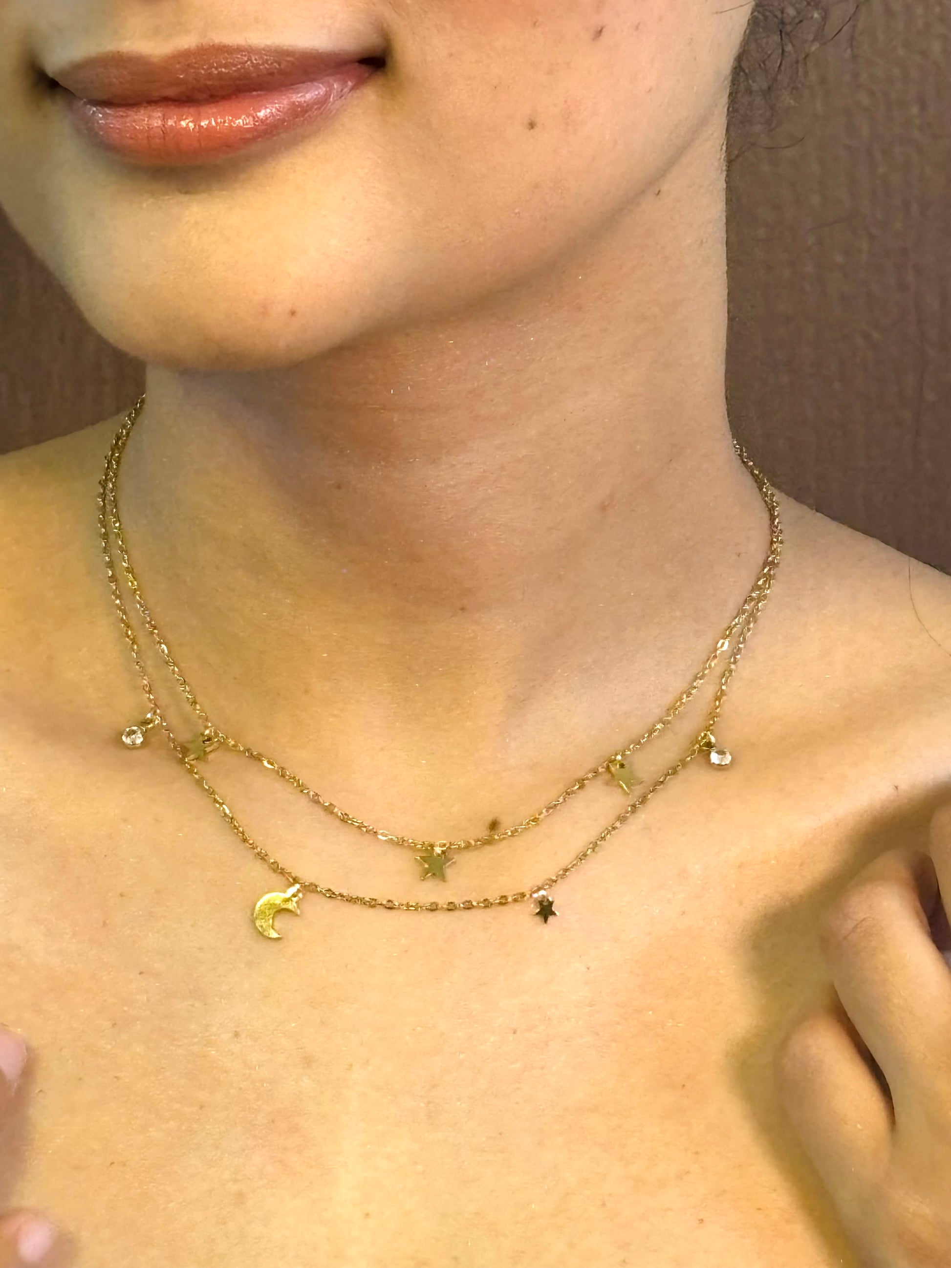 Luna Dot Star Minimal Layered Necklace - SRYN