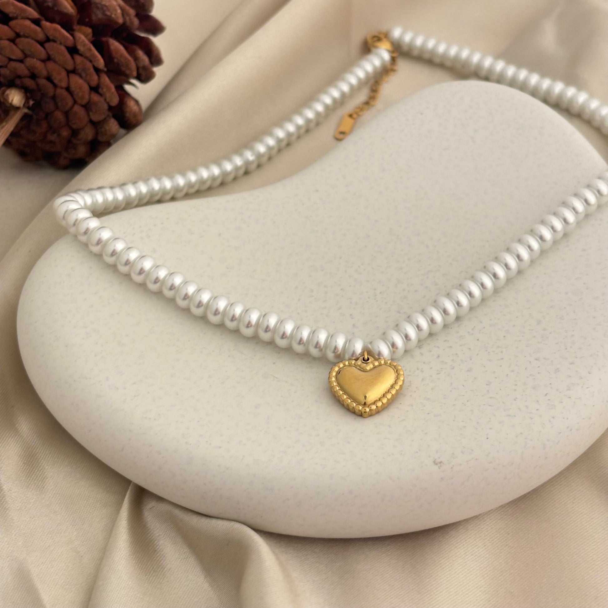 Heart On Pearls Necklace - SRYN