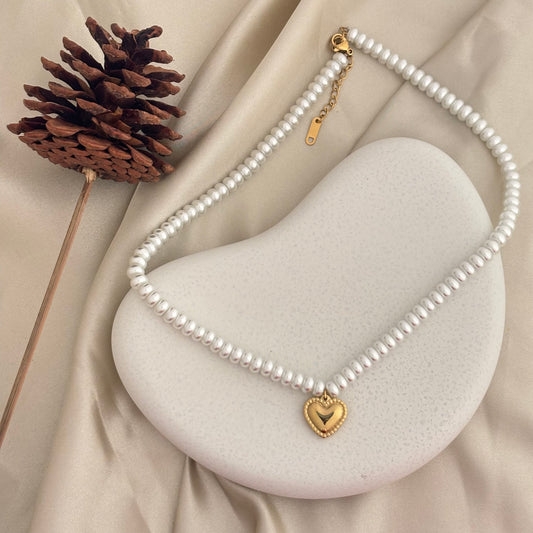 Heart On Pearls Necklace - SRYN