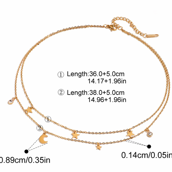 Luna Dot Star Minimal Layered Necklace - SRYN