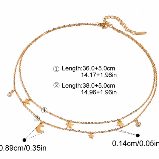 Luna Dot Star Minimal Layered Necklace - SRYN