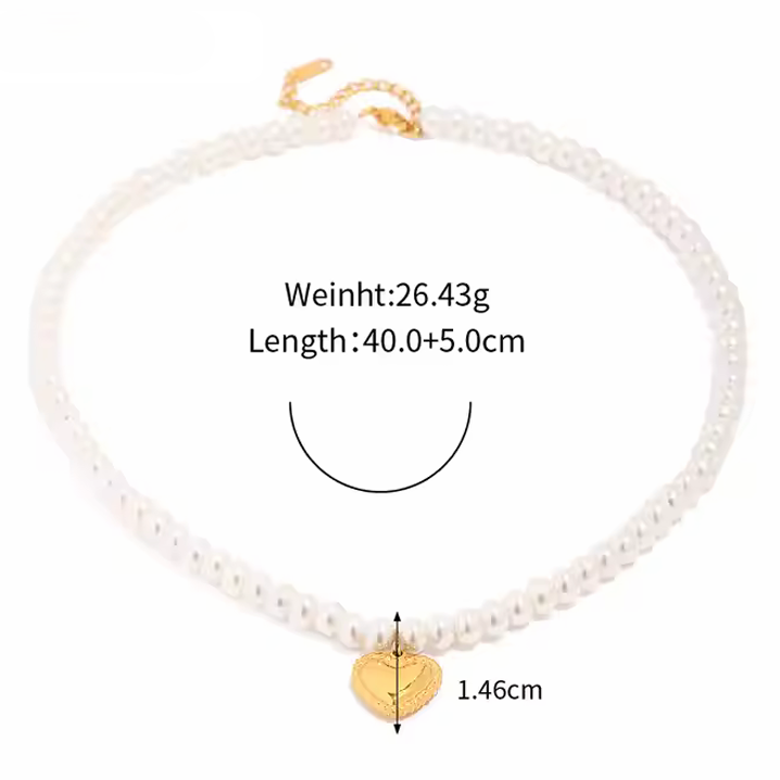Heart On Pearls Necklace - SRYN