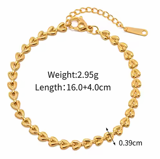 String of Hearts Chain Bracelet - SRYN