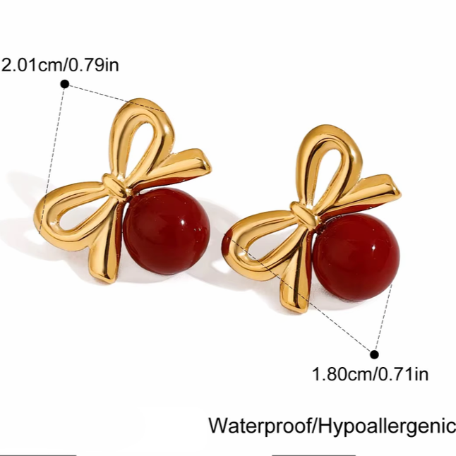 Cherry Bow Earrings - SRYN